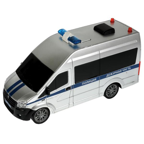 GAZELNEXT-21RCL-POL-GY338747 Машина р/у ГАЗЕЛЬ NEXT ПОЛИЦИЯ 21,5 см, свет, сереб, кор. Технопарк в к