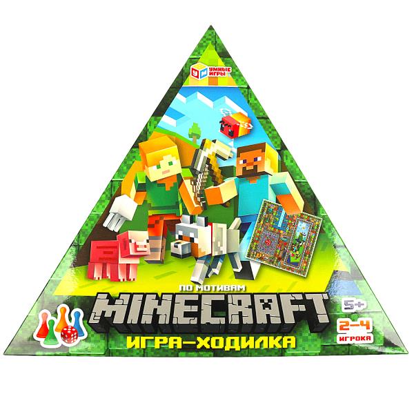 По мотивам Minecraft. Игра-ходилка в треугольной коробке. 300х300х50мм. Умные игры в кор.20шт
