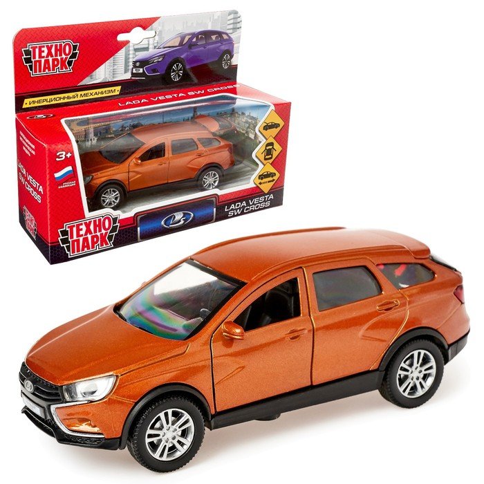 Машина металл LADA VESTA SW CROSS 12см, открыв. двери, инерц, золотой. в кор. Технопарк в кор.2*36шт