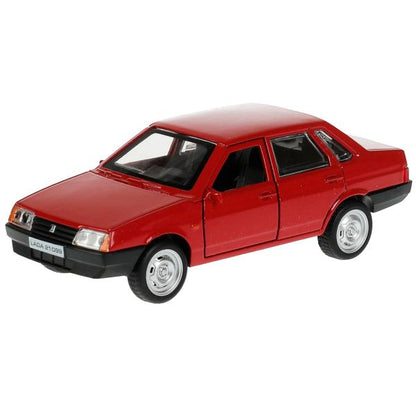 21099-12-RD336381 Машина металл LADA-21099 "СПУТНИК" 12 см, двери, багаж, инерц, красный, кор. Техно