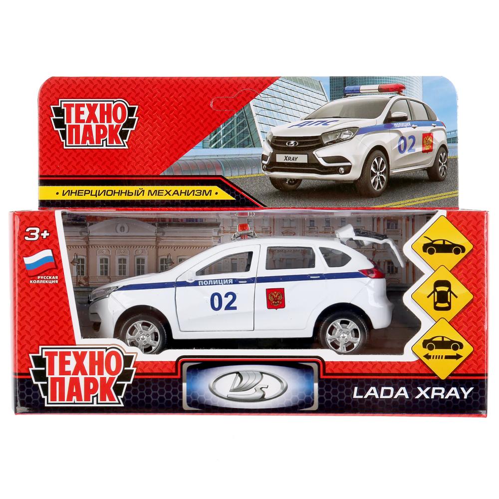 XRAY-12POL-WH 297507 Машина металл LADA XRAY ПОЛИЦИЯ длина 12 см, двери, багаж, инерц, белый, кор Те