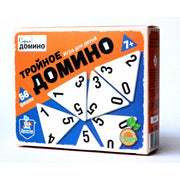 Домино деревянное "Тройное домино" 56 фишек (карт.упак)