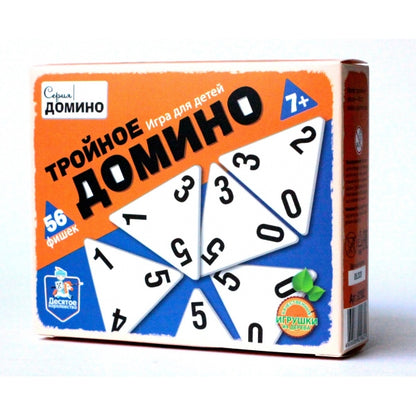 Домино деревянное "Тройное домино" 56 фишек (карт.упак)