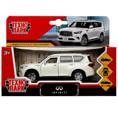 Машина металл INFINITI QX80, длина 12,5 см, двери, баг., инер, белый, кор. Технопарк в кор.2*36шт