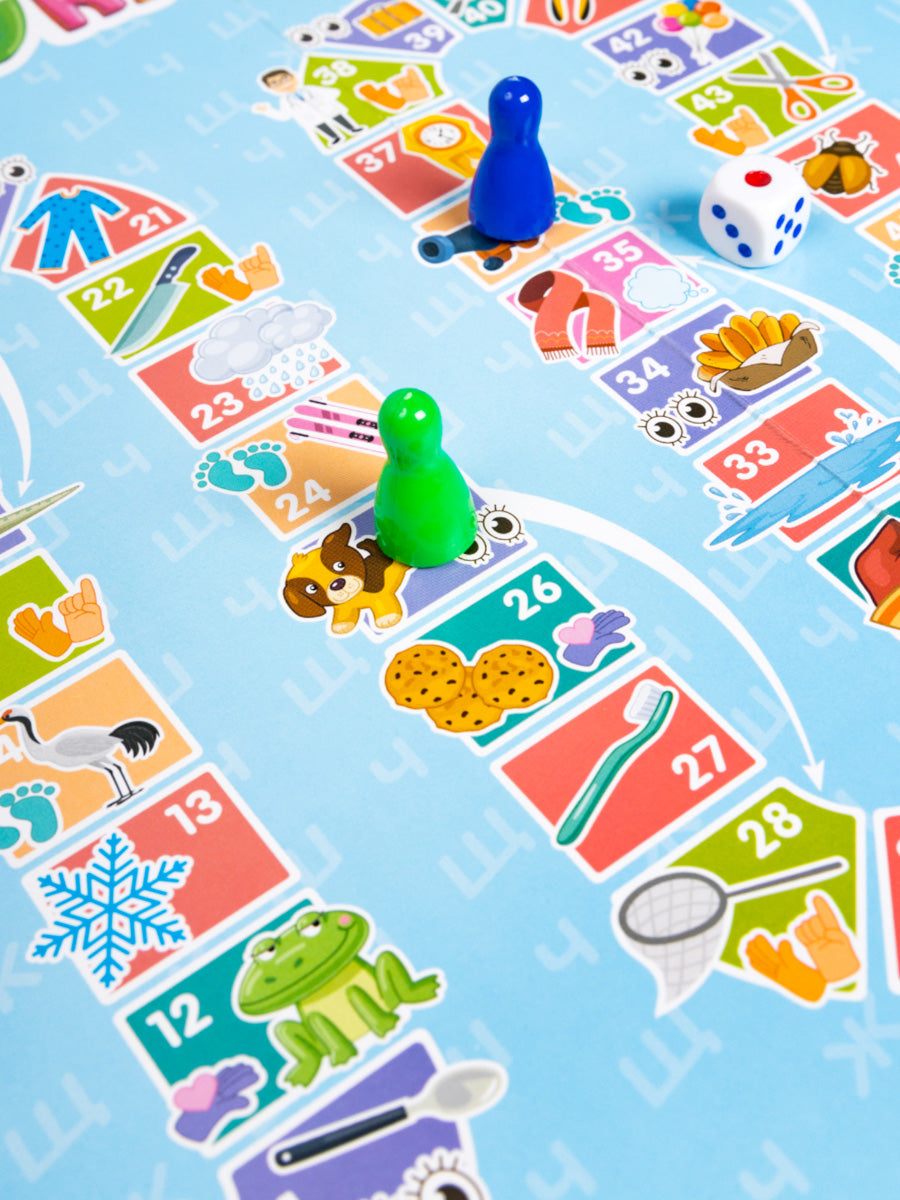 Игра-ходилка логопедическая "От звука к звуку" Ш, Щ, Ж, Ч (европодвес)