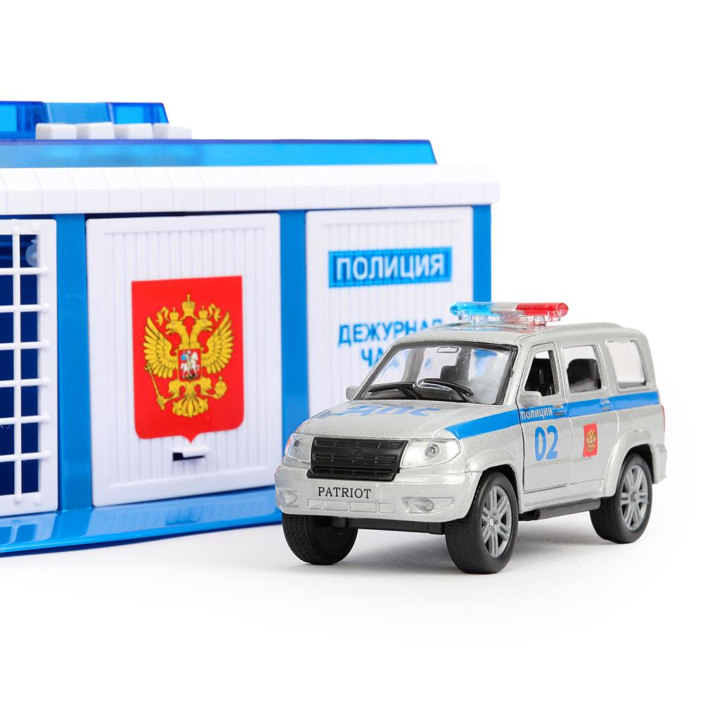 Игрушка пластик свет-звук ПОЛИЦЕЙСКИЙ УЧАСТОК 22 см, ворота, УАЗ патриоткор. Технопарк в кор.2*18шт