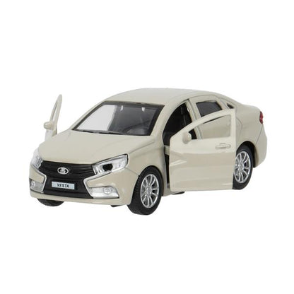 Машина металл LADA vesta 11,5 см, двери, бежевый, кор. Технопарк в кор.2*36шт