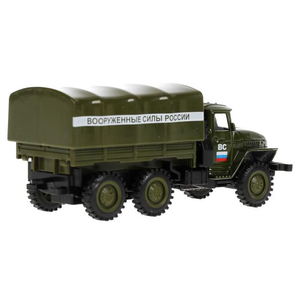 Машина металл УРАЛ 4320 БОРТОВОЙ 12 см, инерц., съемный тент, зеленый, кор. Технопарк в кор.2*96шт