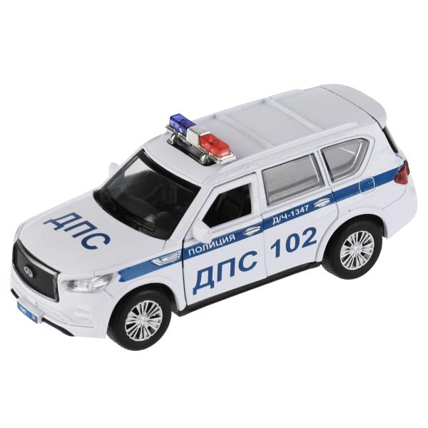 QX80-12POL-WH326501 Машина металл INFINITI QX80 ПОЛИЦИЯ, 12,5 см, двери, баг., инер, белый, кор. Тех