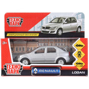 Машина металл "RENAULT LOGAN"12см, открыв. двери, инерц, серебристый, в кор. Технопарк в кор.2*36шт