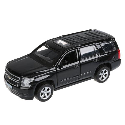 Машина металл CHEVROLET TAHOE длина 12 см, двери, багаж, инерц, черный, кор. Технопарк в кор.2*36шт