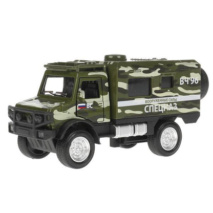 FY6066A-14SLMIL-GN306656 Машина металл свет-звук ГРУЗОВИК ВОЕННЫЙ КАМУФЛЯЖ 14 см, двери, зелен, кор.