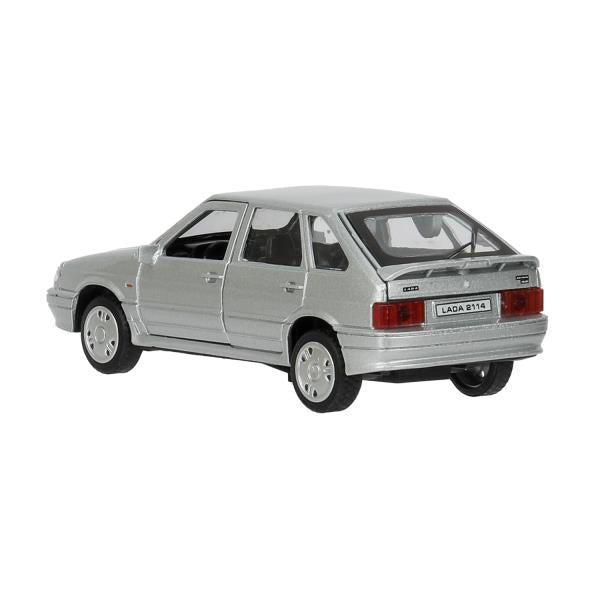 Машина металл LADA-2114 "SAMARA" 12 см, двери, багаж, инерц, серебрист, кор. Технопарк в кор.2*36шт