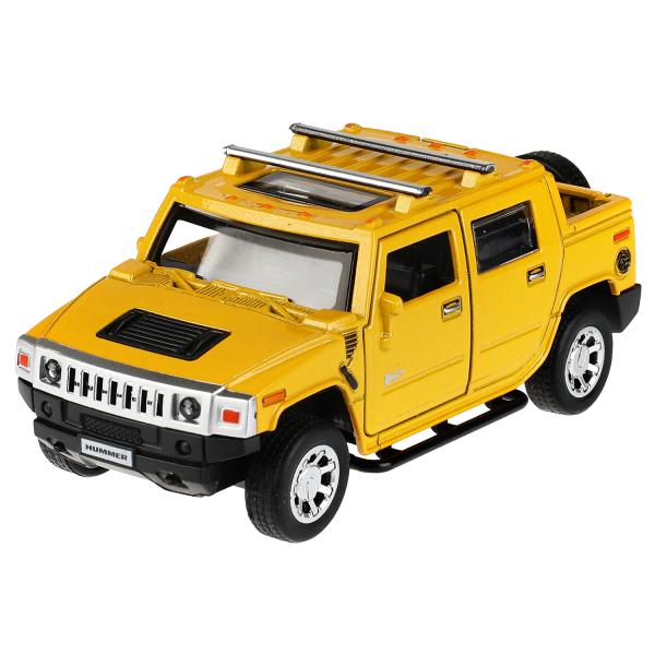 Машина металл HUMMER H2 PICKUP длина 12 см, двер, багаж, инерц, желтый, кор. Технопарк в кор.2*36шт