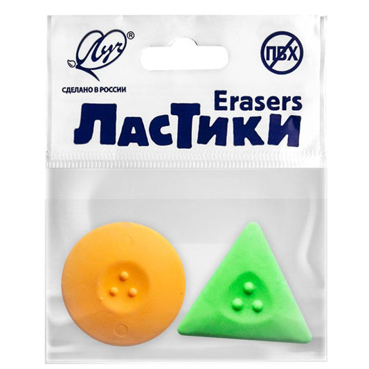 Луч. Ластик "Геометрия" фигурный флуоресцентный 2 шт в пак. арт.32С 2088-08