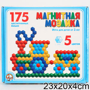 Мозаика магнитная шестигранная (20/5 цв) 175 шт. фишек, 230х200х35 арт.00959.