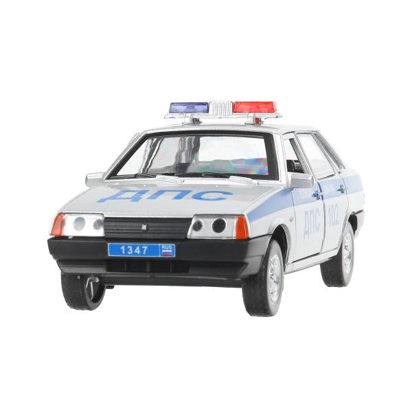 Машина металл свет-звук LADA ваз-21099 13cm,ПОЛИЦИЯ серебряный кор.технопарк Технопарк в кор.2*36шт