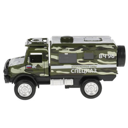 FY6066A-14SLMIL-GN306656 Машина металл свет-звук ГРУЗОВИК ВОЕННЫЙ КАМУФЛЯЖ 14 см, двери, зелен, кор.