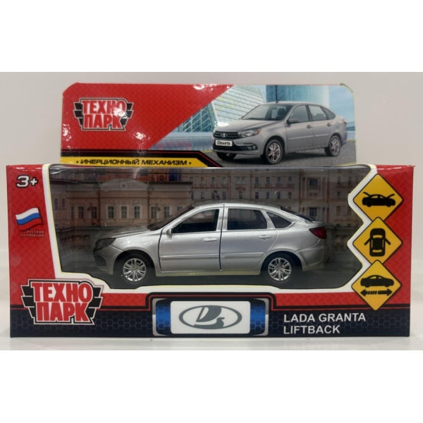 Машина металл LADA granta liftback 12 см, двери, капот, багажник, белый Технопарк