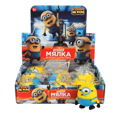 Игрушка супер мялка, Со светом, желтый монстрик, дисплей Супер Жим уп-12шт в кор.8уп