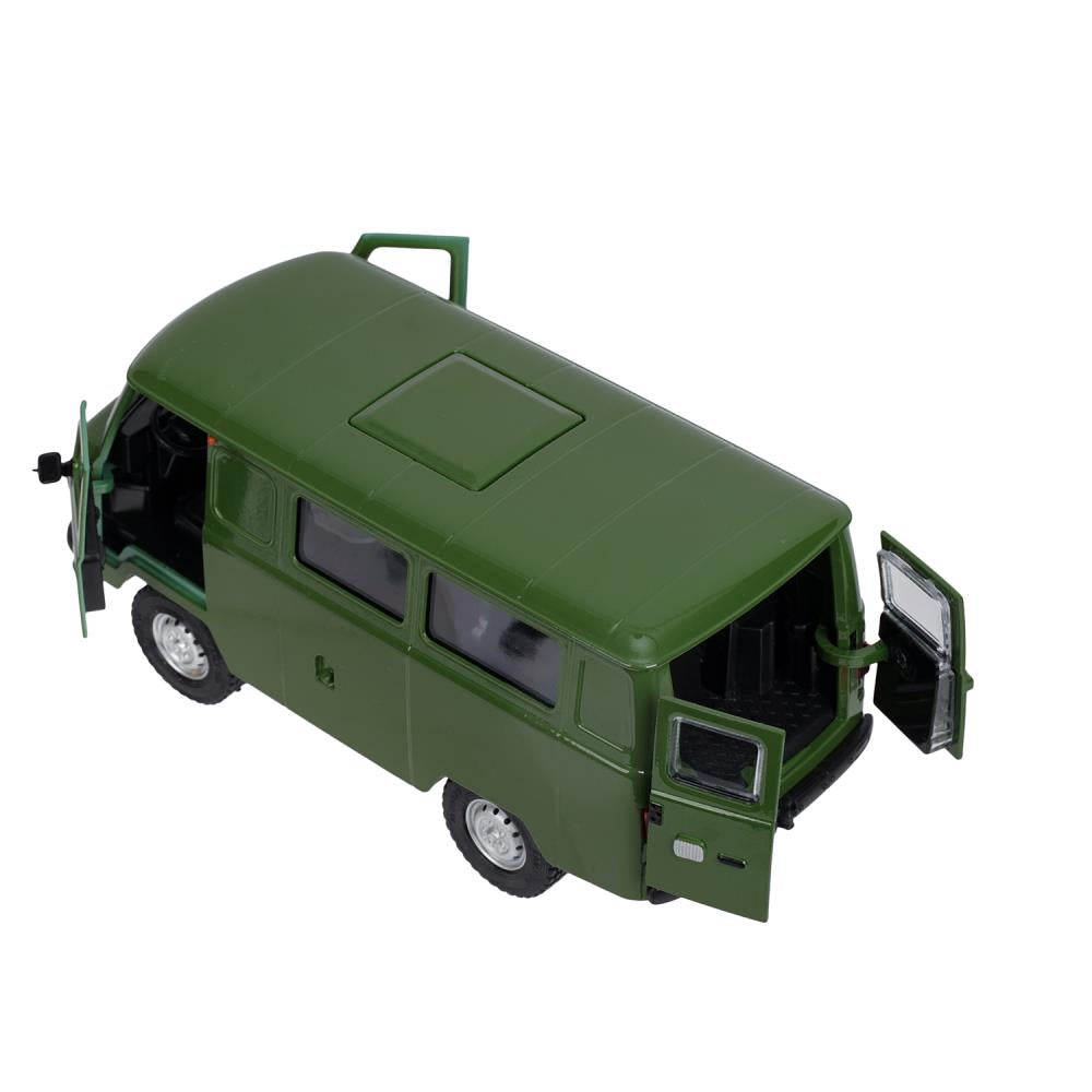 Машина металл свет-звук UAZ УАЗ 452, 18,5 см, св-зв, дв люк, баг, ин, зелен Технопарк в кор.2*18шт