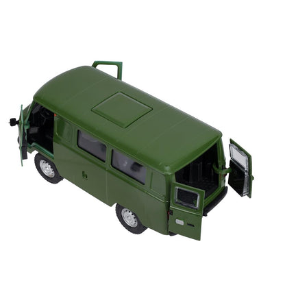 Машина металл свет-звук UAZ УАЗ 452, 18,5 см, св-зв, дв люк, баг, ин, зелен Технопарк в кор.2*18шт