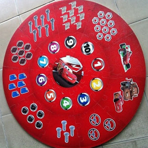 Играем вместе. Коврик-пазл "DISNEY Тачки" круглый, 21 сегмент, диаметр 90см, в сумке арт.FS-CARS