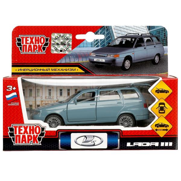 Машина металл LADA 111, 12 см, инерц., двери, багаж., инерц., голуб., кор. Технопарк в кор.2*24шт