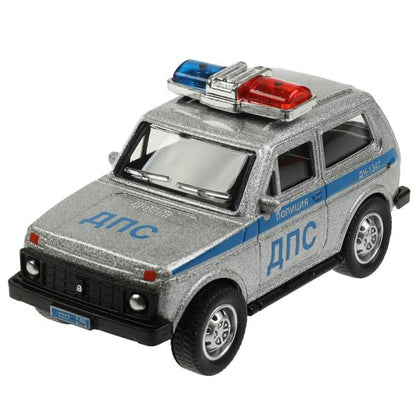 Машина металл LADA ПОЛИЦИЯ 10 см, инерция, кор. Технопарк в кор.2*96шт