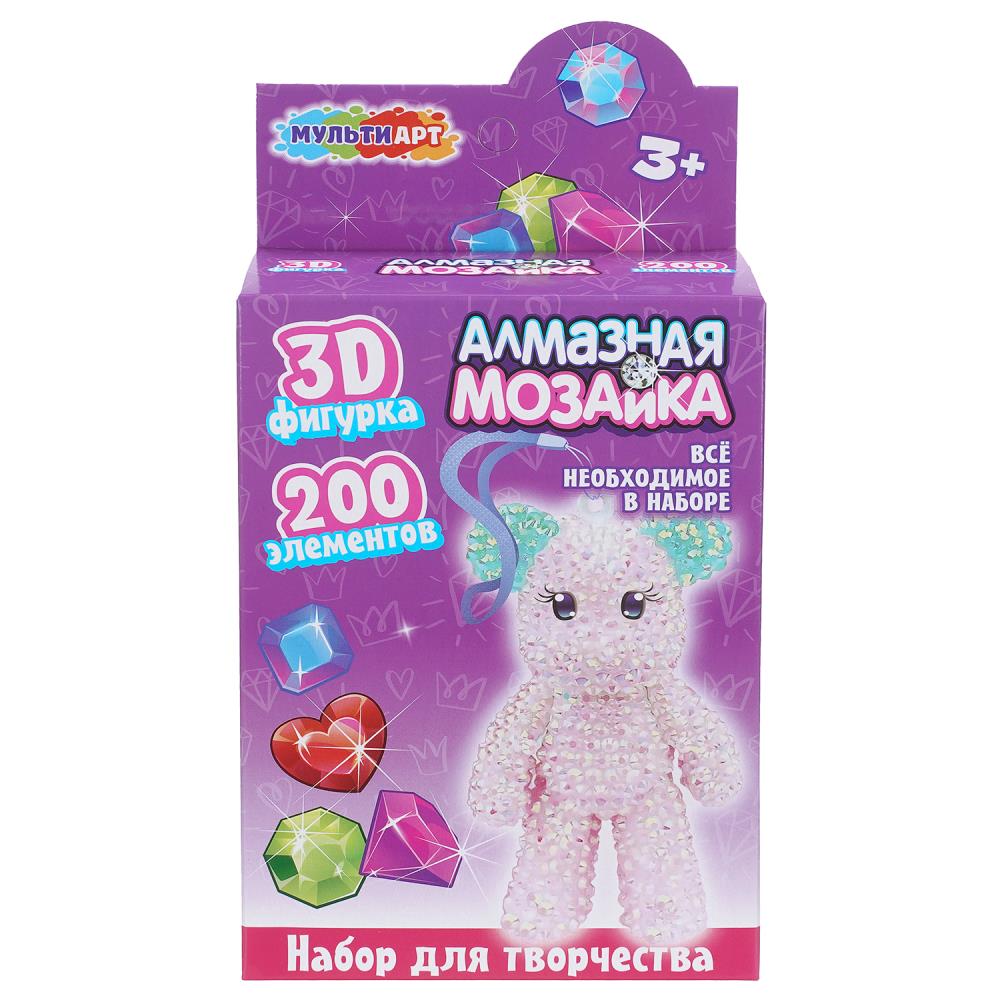 Фигурка-брелок алмазной мозаикой мишка МУЛЬТИ АРТ в кор.48шт