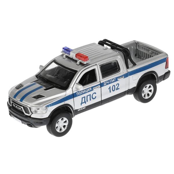 Машина металл свет-звук DODGE RAM ПОЛИЦИЯ 13 см, двер, баг, ин, серебр, кор. Технопарк в кор.2*36шт