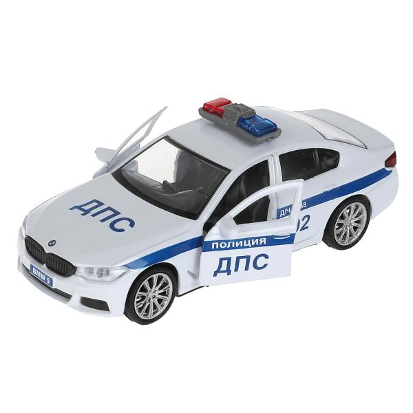 Машина металл свет-звук BMW 5-er M-SPORT ПОЛИЦИЯ 12 см, двери, багаж, кор. Технопарк в кор.2*36шт