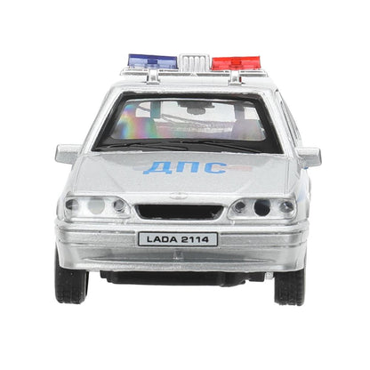 Машина металл свет-звук LADA-2114 "SAMARA" ПОЛИЦИЯ 12 см, двери, багаж, кор. Технопарк в кор.2*36шт
