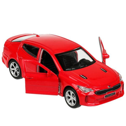 STINGER-12-RD336380 Машина металл KIA STINGER длина 12 см, двери, багаж., инерц, красный, кор. Техно