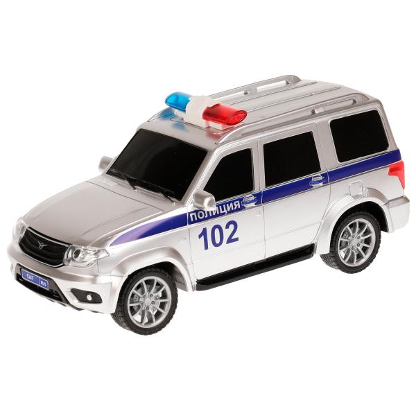 Машина р/у UAZ ПАТРИОТ ПОЛИЦИЯ 19 см, свет, сер, кор. Технопарк в кор.2*24шт