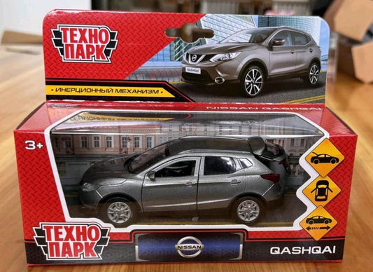 Машина металл NISSAN QASHQAI длина 12 см, двери, багаж, инерц, серый, кор. Технопарк в кор.2*36шт