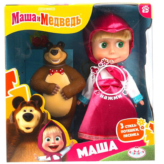 Кукла Маша И МЕДВЕДЬ маша 15см, озвуч., мишка, кор КАРАПУЗ в кор.30шт