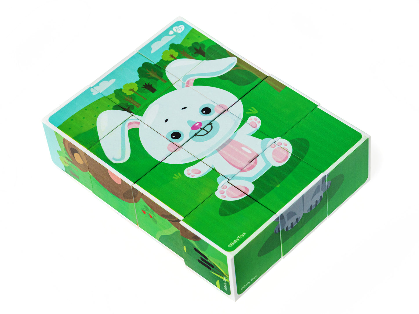 НАБОР ИЗ 12-И КУБИКОВ "ЛЕСНЫЕ ЖИВОТНЫЕ" (БЕЗ ОБКЛЕЙКИ) BABY TOYS в кор.20наб