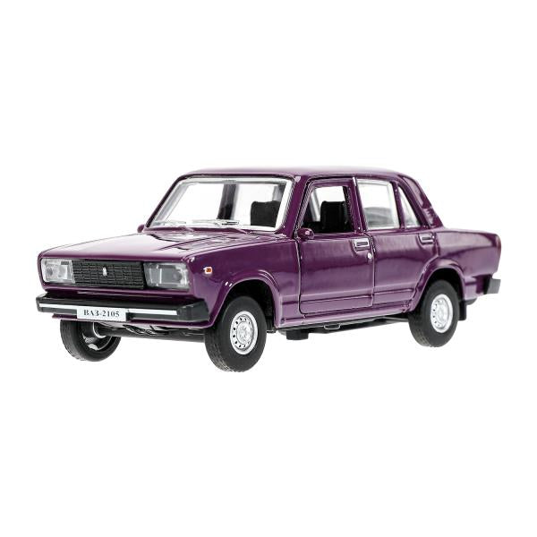 Машина металл LADA ваз-2105 1997 12 cm, двери, багаж, инерц.баклажан, кор. Технопарк в кор.2*36шт