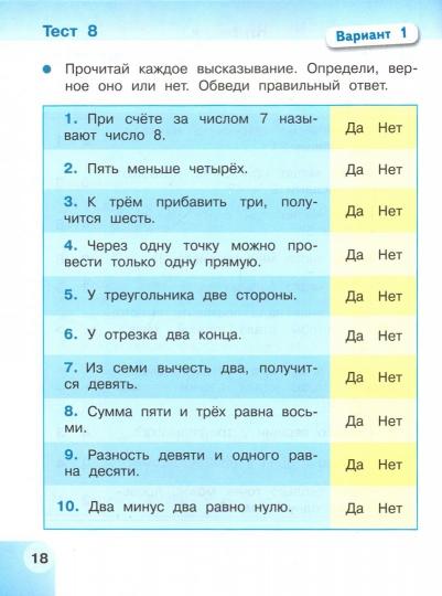 Математика 1кл [Тесты]