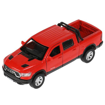 Машина металл DODGE RAM 1500 REBEL 13 см, двери, багаж, инер, красный, кор. Технопарк в кор.2*36шт