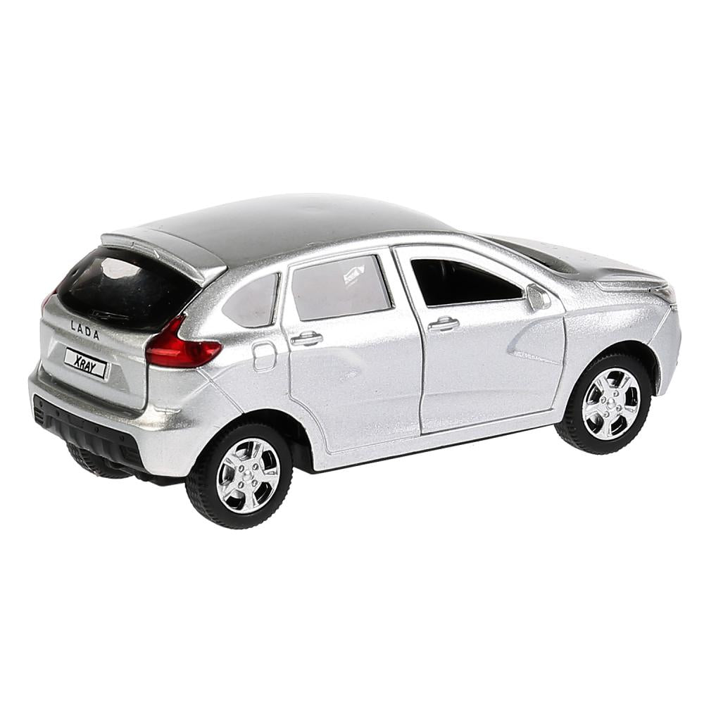 Машина металл LADA XRAY длина 12 см, двери, багаж, инерц, серебристый, кор. Технопарк в кор.2*36шт