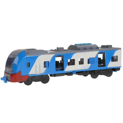 ELTRAINLAST-30PL-BUGY Модель пластик свет-звук СКОРОСТНОЙ ПОЕЗД 32,5 см, двери, 4 кноп, син, кор. Те