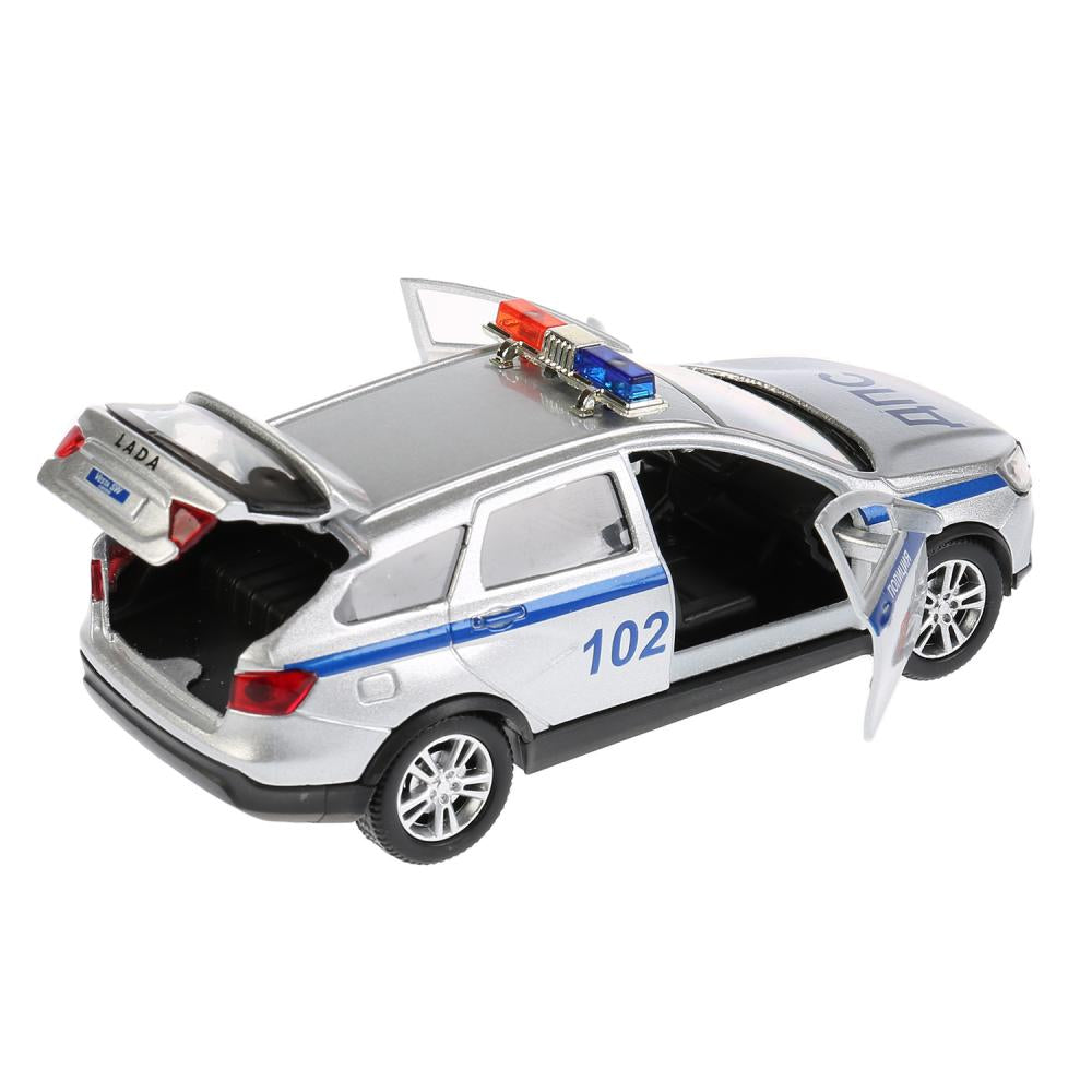 Машина металл свет-звук LADA VESTA SW CROSS ПОЛИЦИЯ 12см, открыв. двери 9748P Технопарк в кор.2*36шт