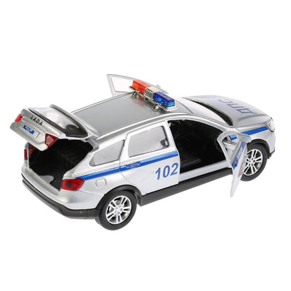 Машина металл свет-звук LADA VESTA SW CROSS ПОЛИЦИЯ 12см, открыв. двери 9748P Технопарк в кор.2*36шт