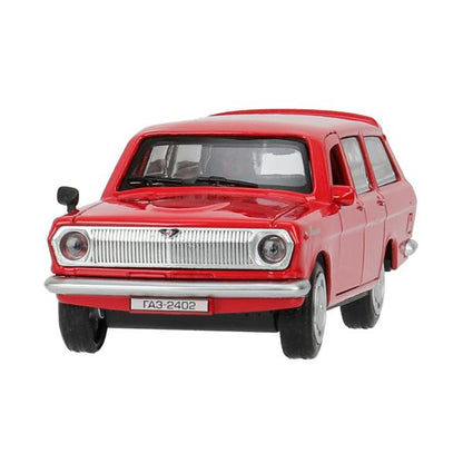 Машина металл ГАЗ -2402 "волга" дл 12 см, откр дв, багаж, инерц, крас., кор. Технопарк в кор.2*36шт