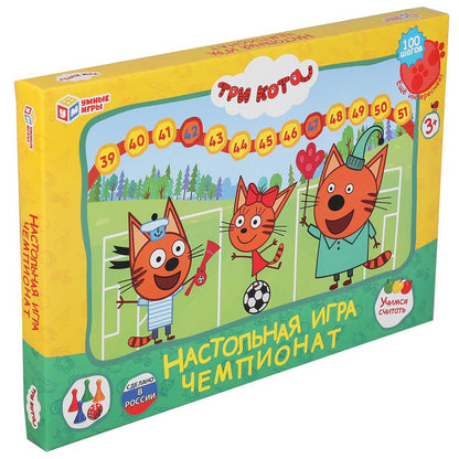 ТРИ КОТА. ЧЕМПИОНАТ. ИГРА-ХОДИЛКА МЕГА А3. УМНЫЕ ИГРЫ в кор.20шт