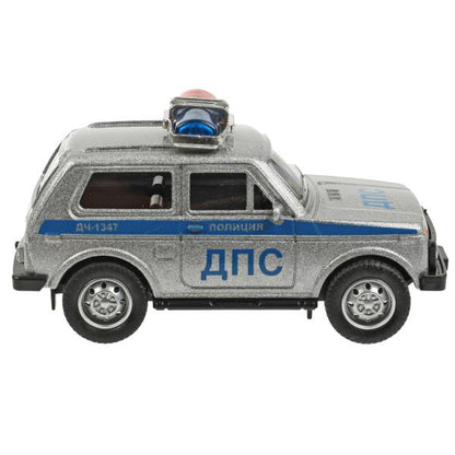 Машина металл LADA ПОЛИЦИЯ 10 см, инерция, кор. Технопарк в кор.2*96шт
