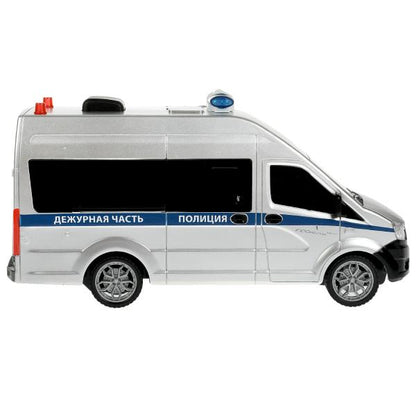 GAZELNEXT-21RCL-POL-GY338747 Машина р/у ГАЗЕЛЬ NEXT ПОЛИЦИЯ 21,5 см, свет, сереб, кор. Технопарк в к