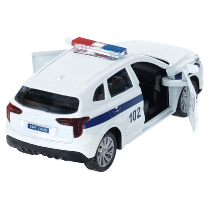 Машина металл haval jolion 10,5 см, двери, инерц. ПОЛИЦИЯ белый, Технопарк